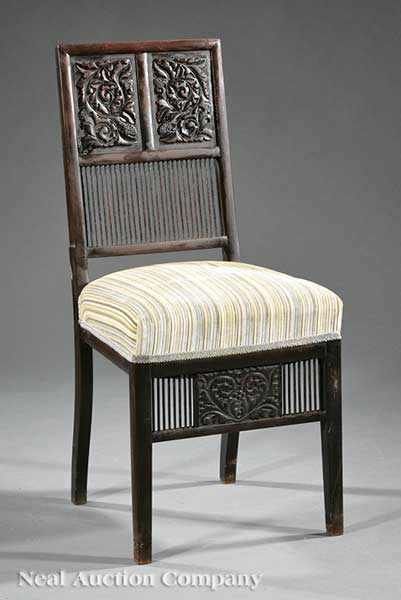 Appraisal: An American Aesthetic Carved Rosewood Side Chair in the Japonesque