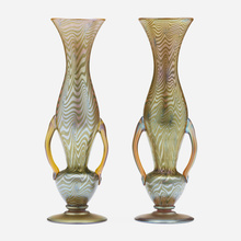 Appraisal: Durand King Tut vases pair USA c hand-blown glass h