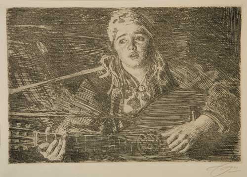 Appraisal: ANDERS ZORN Ols Maria Etching x mm x inches full