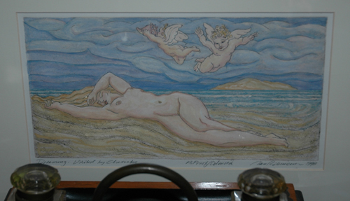 Appraisal: NAN ROBINSON Dreaming Visited by Cherubs Coloured etching Signed and