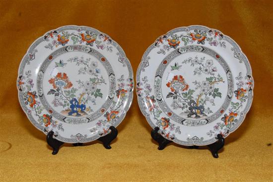 Appraisal: PAIR ENGLISH STONEWARE DINNER PLATES Transfer decorated D Provenance From