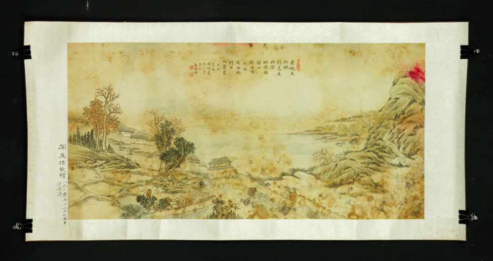 Appraisal: - Japanese Scroll Painting Scroll painting colors on silk a