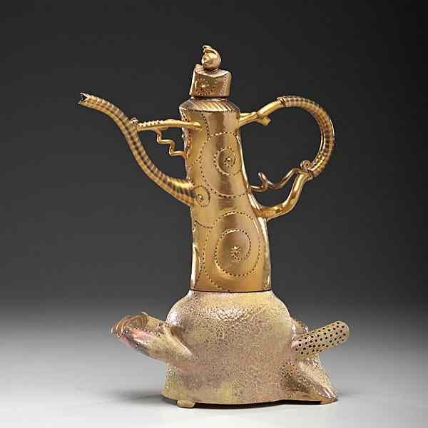 Appraisal: Ralph Bacerra - USA Gold Teapot Whiteware ht wd dp