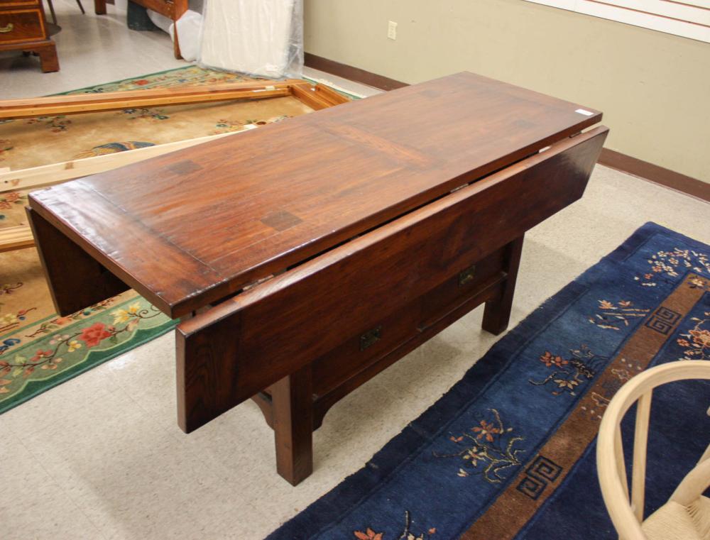 Appraisal: CRAFTSMAN STYLE DROP-LEAF SOFA DINING TABLE recent production the rectangular