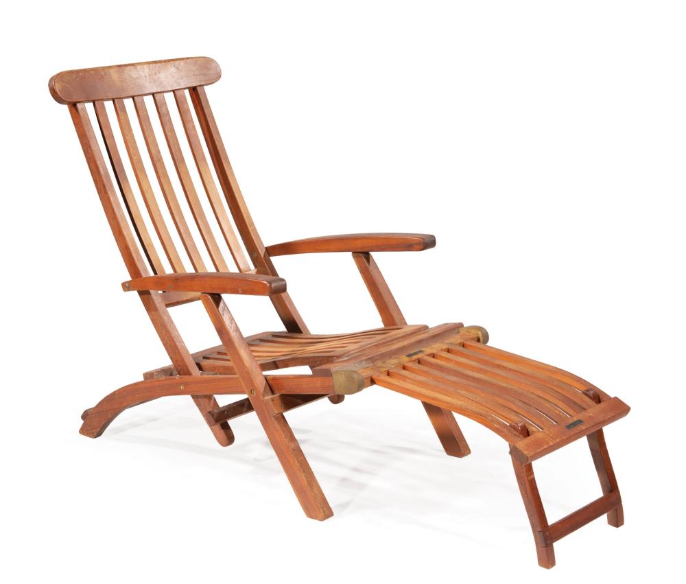 Appraisal: RMS Queen Elizabeth First Class Teak Deck Chair labeled First