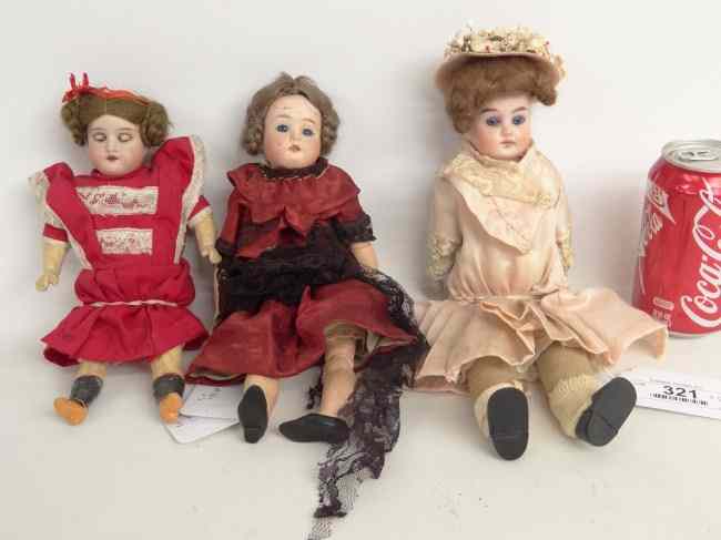 Appraisal: Doll lot including '' Ht porcelain head marked Germany chip