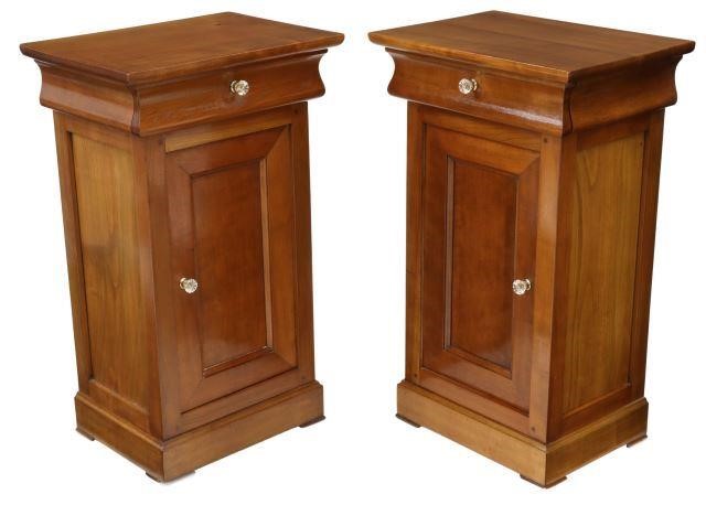 Appraisal: pair French Louis Philippe style fruitwood bedside cabinets th c