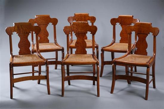 Appraisal: SET OF SIX CLASSICAL DINING CHAIRS American - figured maple