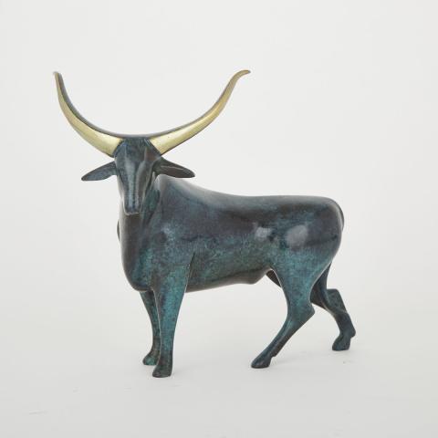 Appraisal: Loet Vanderveen Dutch - STANDING BULL patinated and gilt bronze