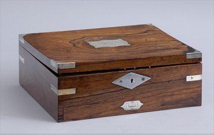 Appraisal: GEORGE III METAL-MOUNTED ROSEWOOD PRESENTATION PAINT BOX With paper labels