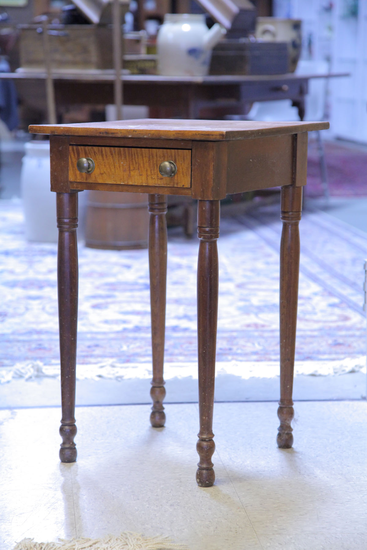 Appraisal: ONE DRAWER STAND American late th century Birch top dovetailed