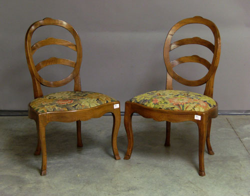 Appraisal: Pair of French mahogany dining chairs th c