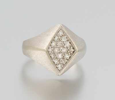 Appraisal: A Gentlemans Diamond Cluster Ring k white gold ring with