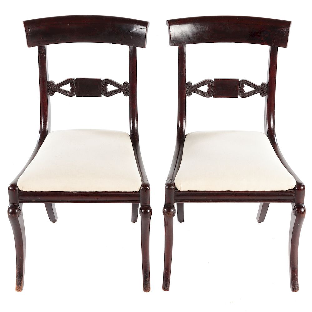 Appraisal: Pair American Classical Mahogany Klismos Chairs Philadelphia circa curved tablet