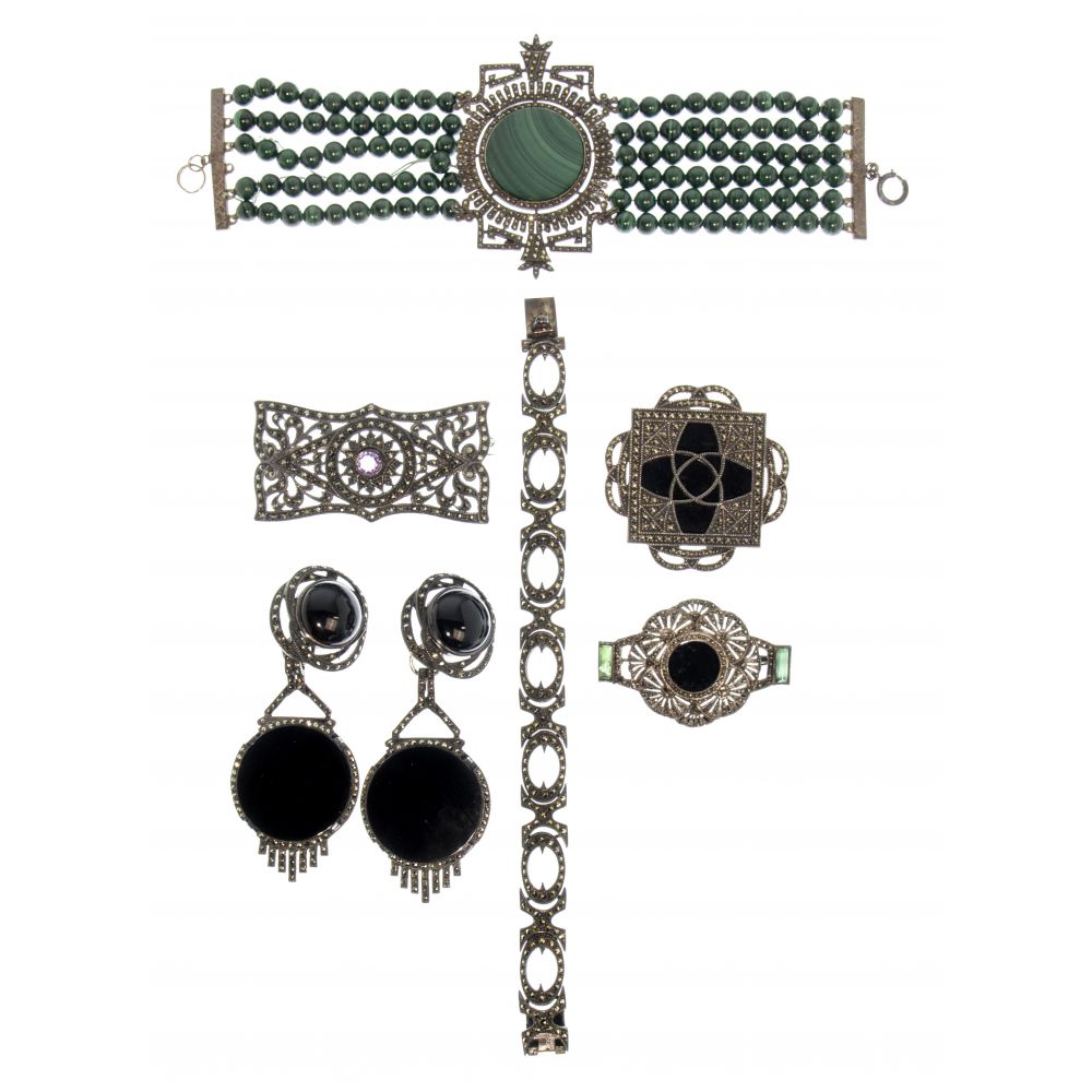 Appraisal: JUDITH JACK STERLING SILVER AND MARCASITE JEWELRY ASSORTMENT items including