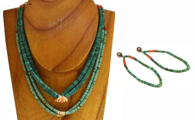 Appraisal: lot Native American heishi bead necklaces and earrings each strung