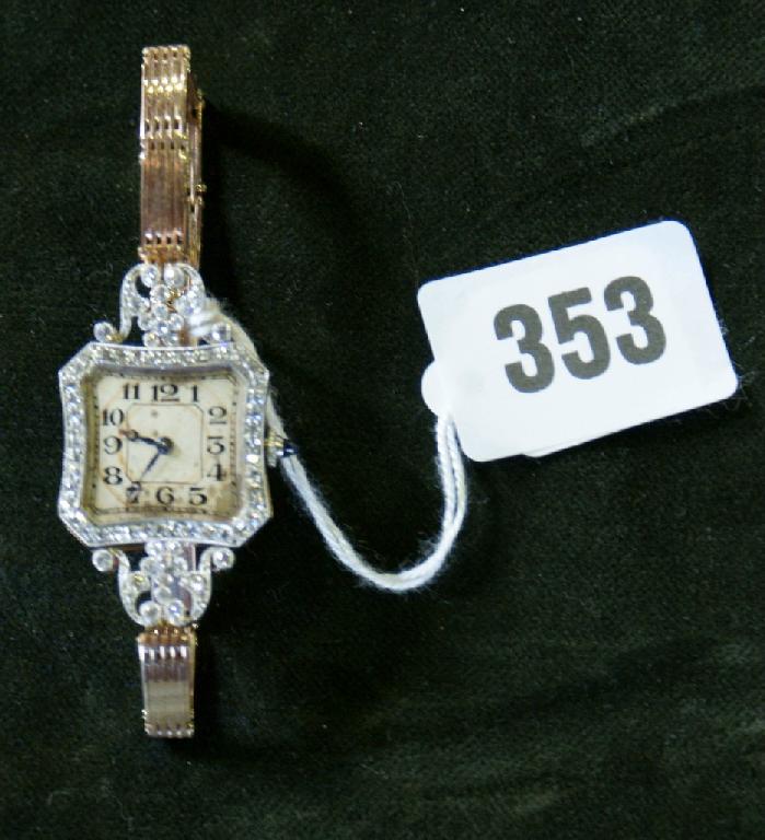 Appraisal: A ladies ct gold wristwatch with expanding strap with diamond