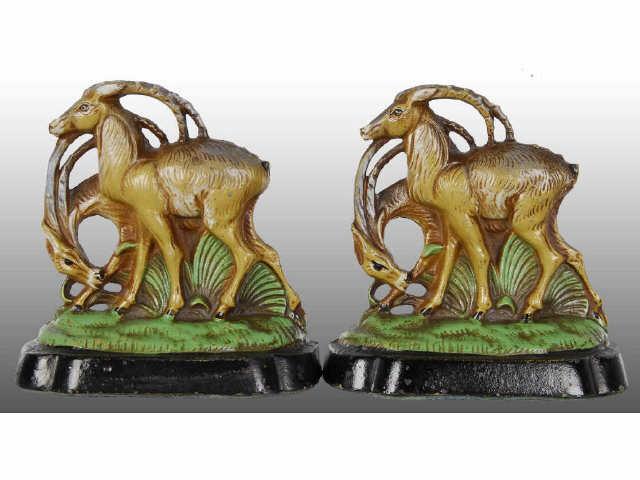 Appraisal: Cast Iron Hubley Ibex Bookends Description Made by Hubley and