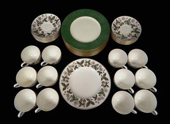 Appraisal: Porcelain china forty-six pieces green and white theme Wedgwood Strawberry