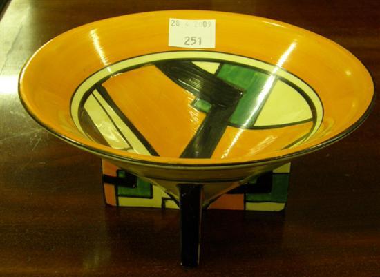 Appraisal: A CLARICE CLIFF POTTERY CONICAL BOWL on four feet shape