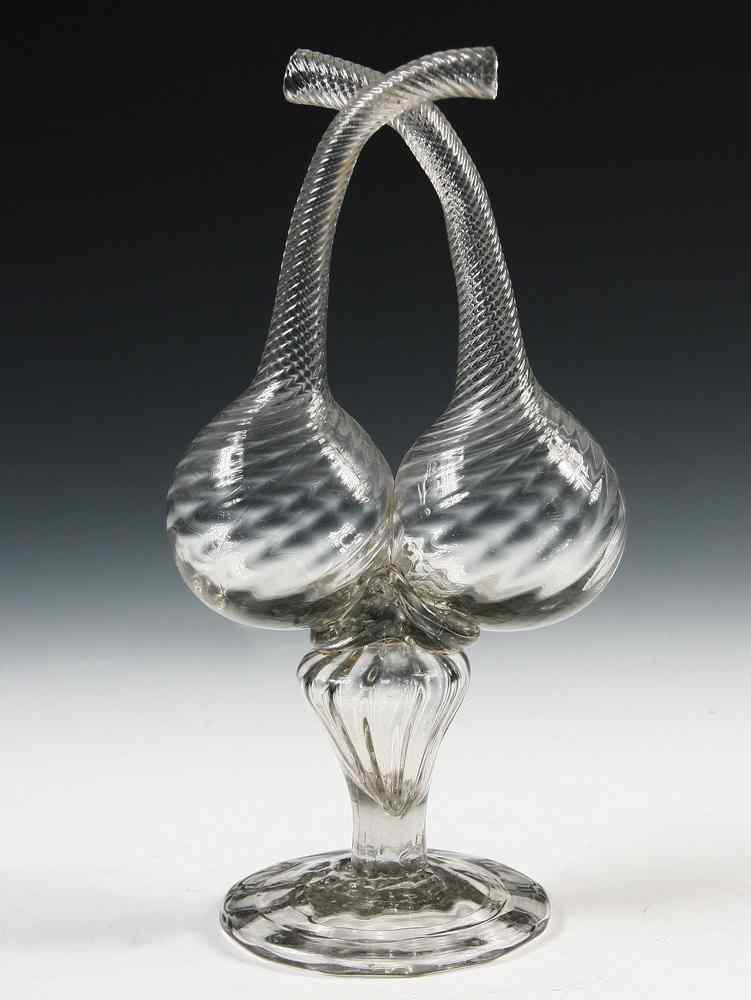 Appraisal: RARE TH C GLASS DOUBLE DECANTER - th c American