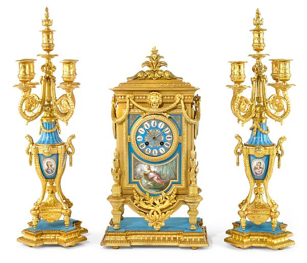 Appraisal: An assembled Louis XVI style gilt metal mounted 'jeweled' porcelain