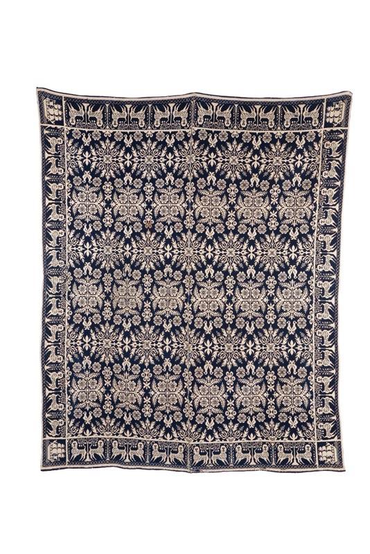 Appraisal: JACQUARD COVERLET Probably New York - wool and cotton Tied