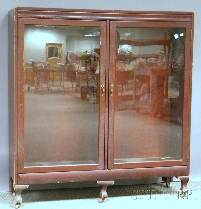 Appraisal: George C Flint Glazed Two-door Mahogany Bookcase divided interior with