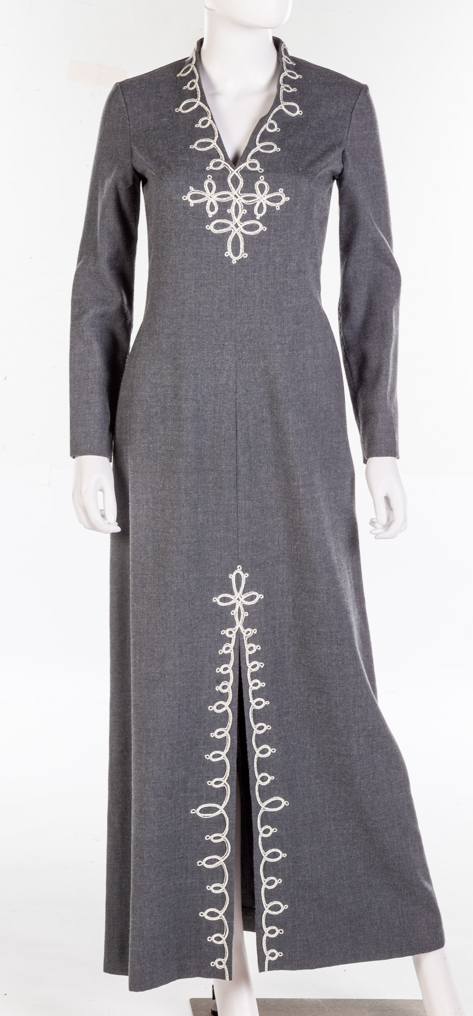 Appraisal: MARDI GRAS NEW YORK GREY WOOL DINNER DRESS s with