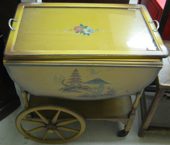 Appraisal: JAPANNED DROP-LEAF SERVING CART Imperial Furniture Co Grand Rapids Michigan