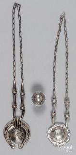 Appraisal: Two vintage Navajo sterling silver necklaces with Vintage Navajo silver