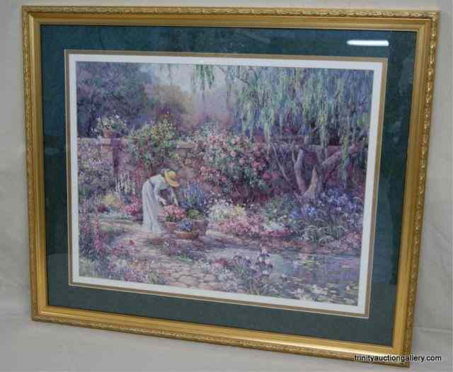 Appraisal: Barbara Mock Print Her GardenBy Barbara Mock is a large