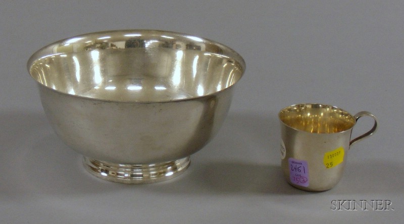 Appraisal: Two Tiffany Sterling Silver Items a Revere-style bowl ht in