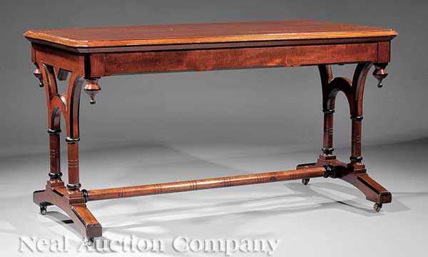 Appraisal: An English Mahogany and Ebonized Library Table mid- th c