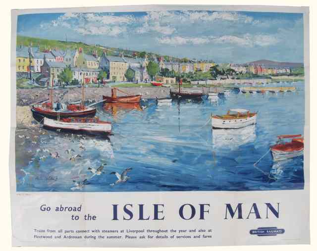 Appraisal: A BRITISH RAILWAYS ISLE OF MAN ADVERTISING POSTER decorated with