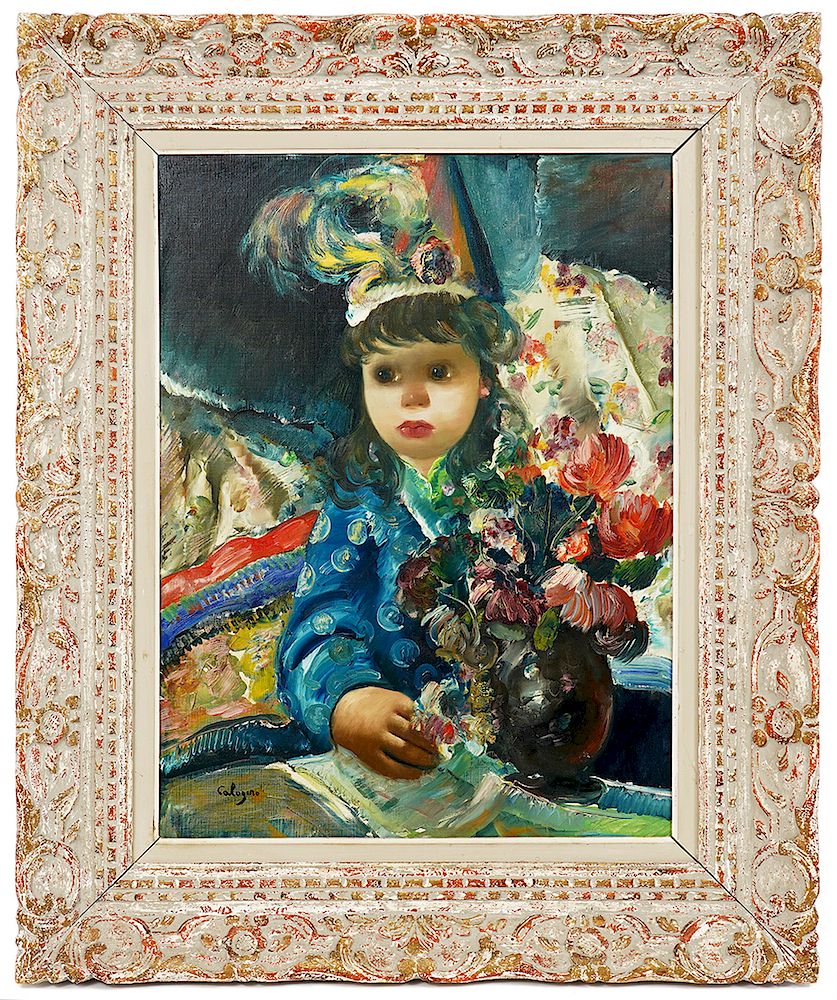 Appraisal: Jean Calogero 'Young Girl with Bouquet' O C Jean Calogero