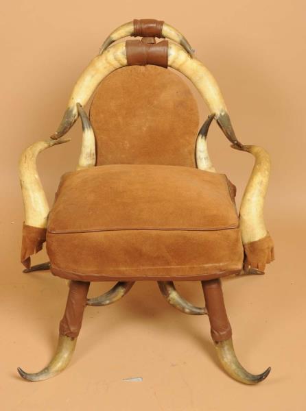 Appraisal: Old Horn Chair Appears to have been reupholstered Nicely done