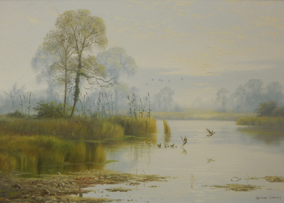 Appraisal: Martin Spencer Coleman b River landscape with ducks oil on