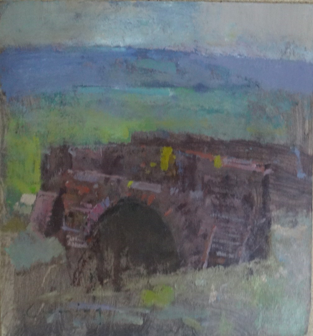 Appraisal: Fred Cuming b An old railway bridge oil on board