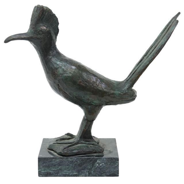 Appraisal: Patinated bronze sculpture Roadrunner signed in cast M Paige numbered