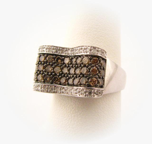 Appraisal: k white gold chocolate and white pave set diamond ring