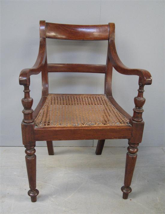 Appraisal: Regency child's mahogany bar back armchair