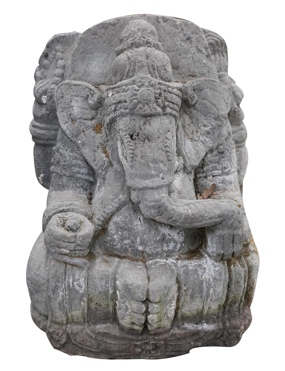 Appraisal: CARVED STONE GANESHpossibly South Asian inches wide inches deep inches