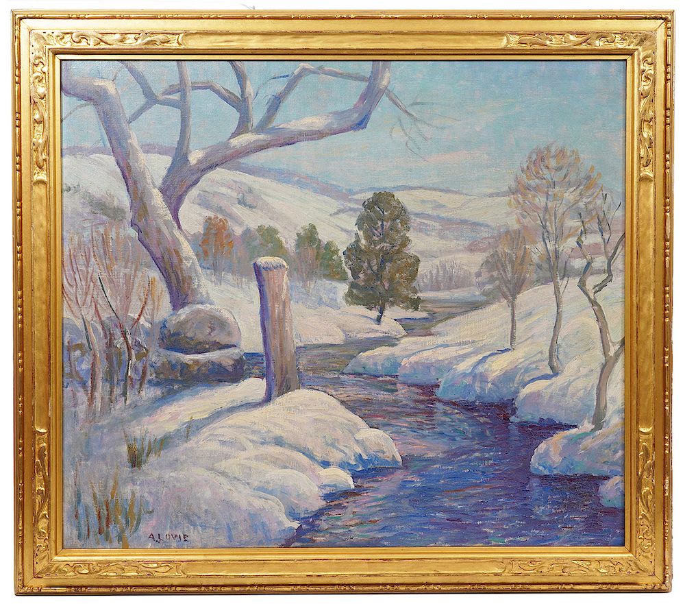 Appraisal: Alfred Lowe 'Winter Creek' Oil Painting Alfred Lowe America th