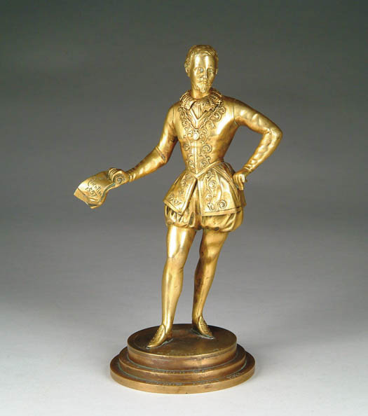 Appraisal: UNSIGNED th th Century CAVALIER Small bronze figure of a