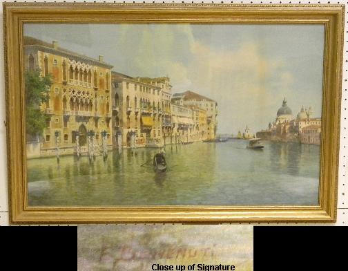 Appraisal: E Benevenuti watercolor on paper Venice water scene signed lower