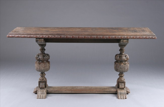 Appraisal: ELIZABETHAN STYLE OAK SOFA TABLE Early th century As is