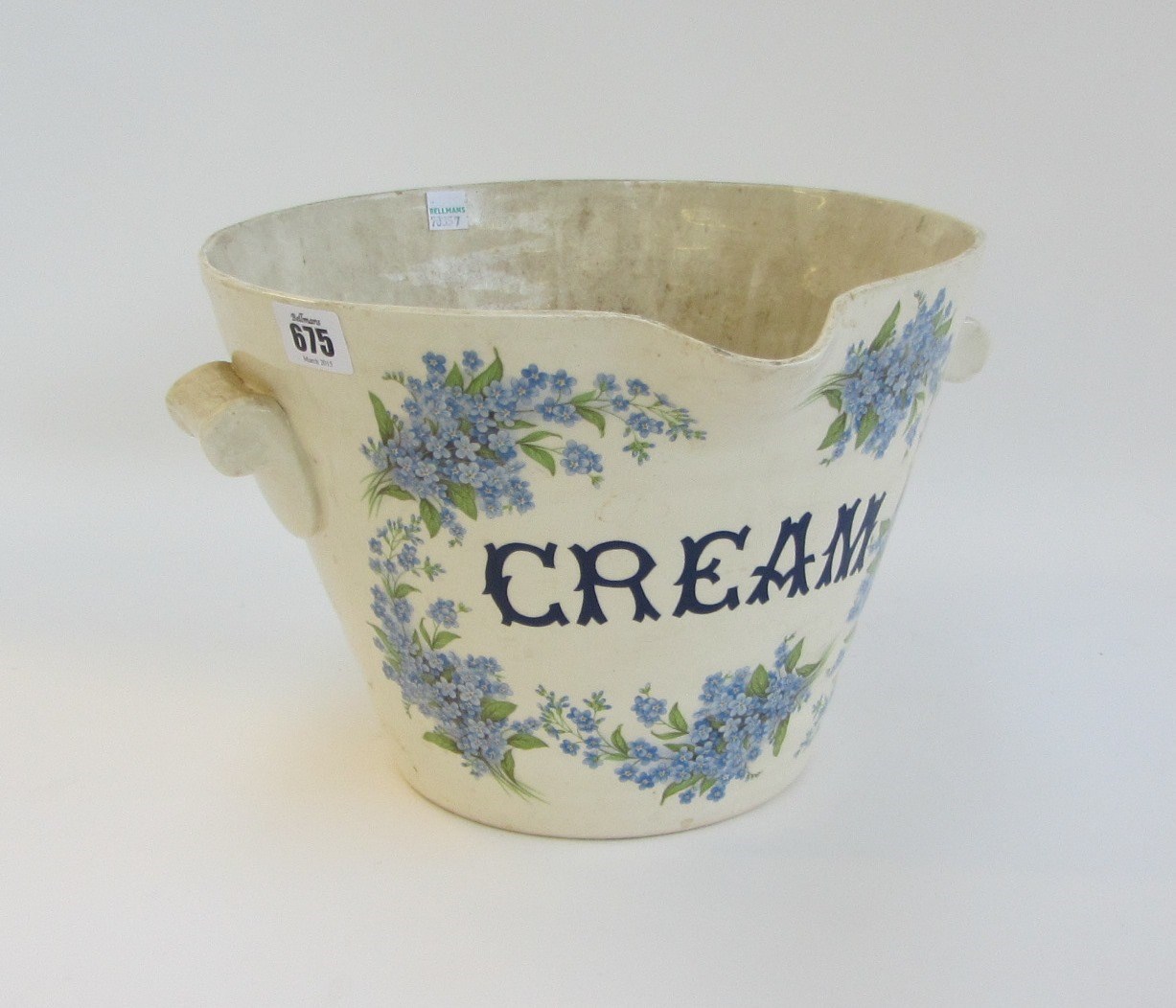 Appraisal: An Ironstone cream pail th century titled 'Cream' within a