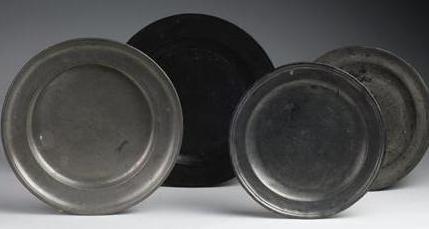 Appraisal: FOUR EUROPEAN PEWTER PLATES EIGHTEENTH CENTURY Comprising three British plates