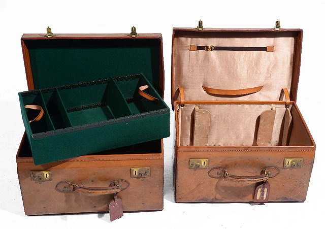 Appraisal: A PAIR OF BROWN LEATHER FITTED DRESSING OR DOCUMENT CASES